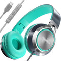 VkingMoR Wired Headphones with Mic & Volume Control — （Upgraded） Type-C Wired Headphones On-Ear Headphones with Wire Plug in Headphones for Laptop Wired Headphone Over Ear Green